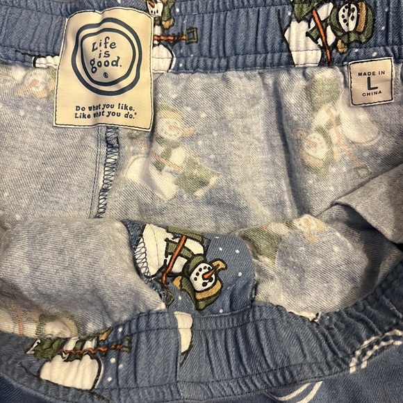 Life is Good Snowman Pajama Set Cotton Relaxed Holiday Christmas - Picture 5 of 6